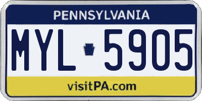 PA license plate MYL5905