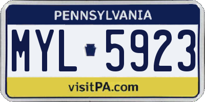 PA license plate MYL5923