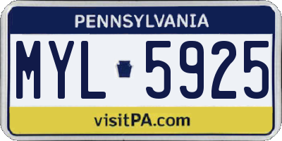 PA license plate MYL5925