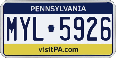 PA license plate MYL5926