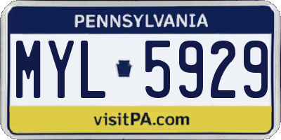 PA license plate MYL5929