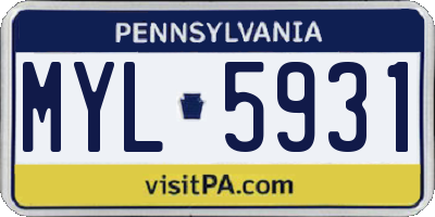 PA license plate MYL5931