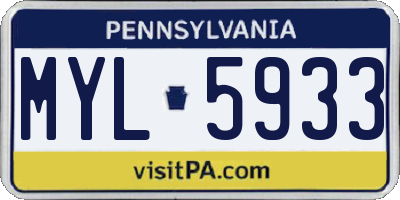 PA license plate MYL5933