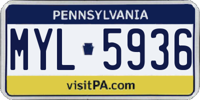 PA license plate MYL5936