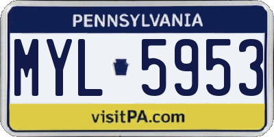 PA license plate MYL5953