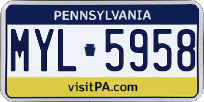 PA license plate MYL5958