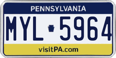 PA license plate MYL5964