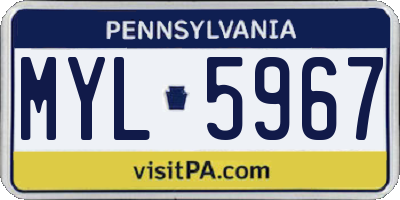 PA license plate MYL5967
