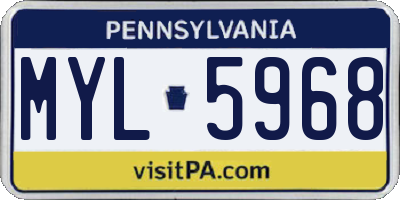 PA license plate MYL5968