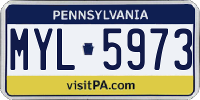 PA license plate MYL5973