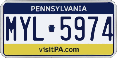 PA license plate MYL5974