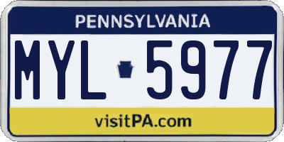 PA license plate MYL5977
