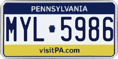 PA license plate MYL5986