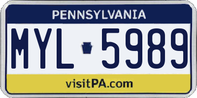 PA license plate MYL5989