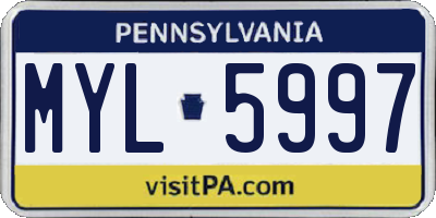 PA license plate MYL5997
