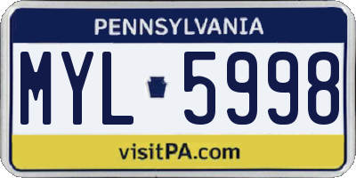PA license plate MYL5998