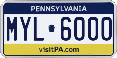 PA license plate MYL6000