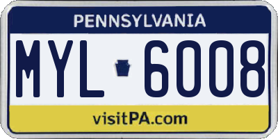 PA license plate MYL6008