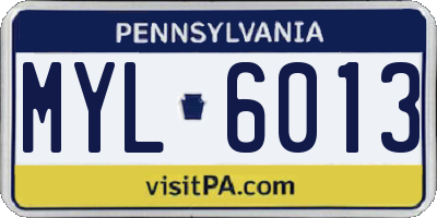 PA license plate MYL6013