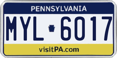 PA license plate MYL6017