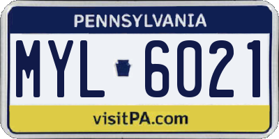 PA license plate MYL6021