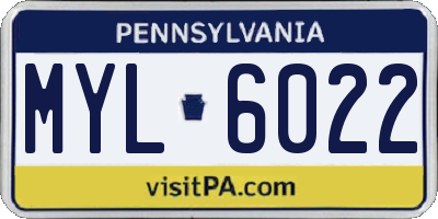 PA license plate MYL6022
