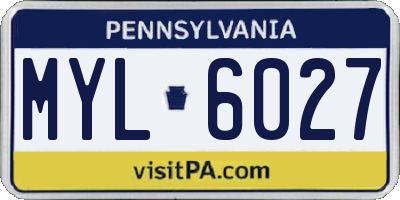 PA license plate MYL6027