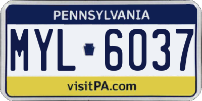 PA license plate MYL6037
