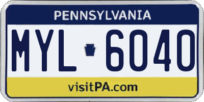 PA license plate MYL6040