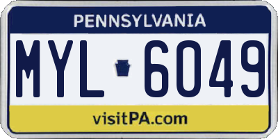 PA license plate MYL6049