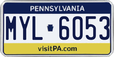 PA license plate MYL6053