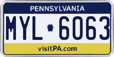 PA license plate MYL6063