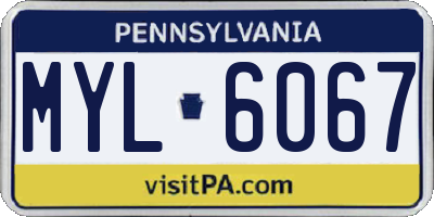 PA license plate MYL6067