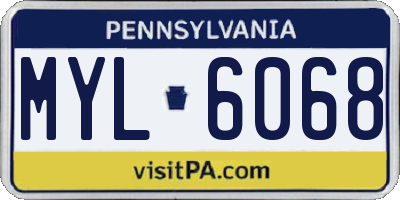 PA license plate MYL6068