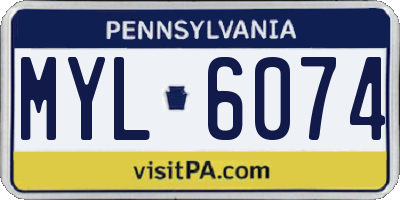 PA license plate MYL6074
