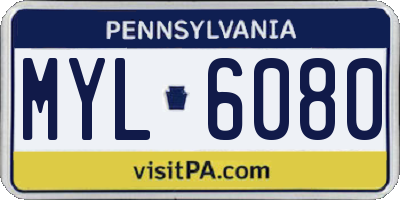 PA license plate MYL6080