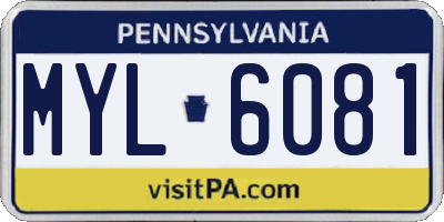 PA license plate MYL6081