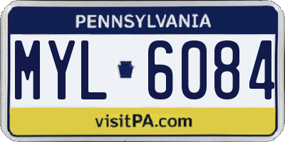 PA license plate MYL6084