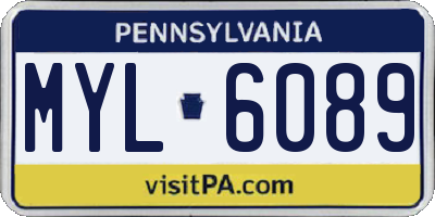PA license plate MYL6089