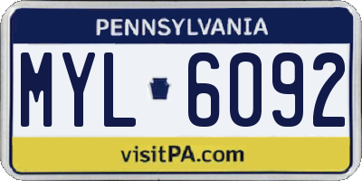 PA license plate MYL6092