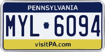 PA license plate MYL6094