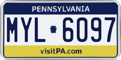PA license plate MYL6097