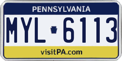 PA license plate MYL6113