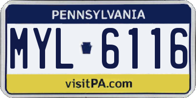 PA license plate MYL6116