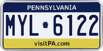 PA license plate MYL6122