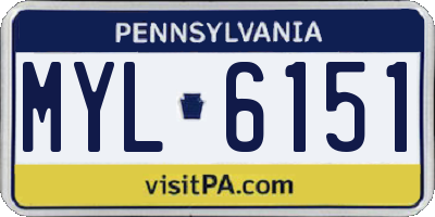 PA license plate MYL6151