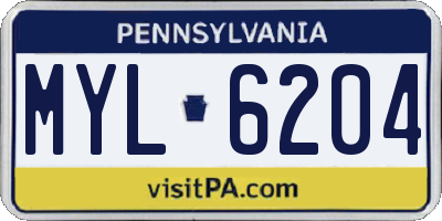 PA license plate MYL6204