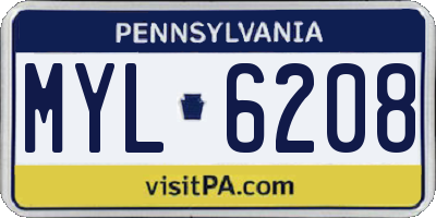 PA license plate MYL6208