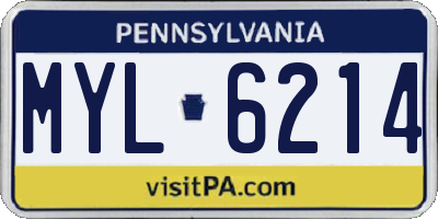 PA license plate MYL6214