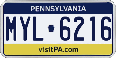 PA license plate MYL6216